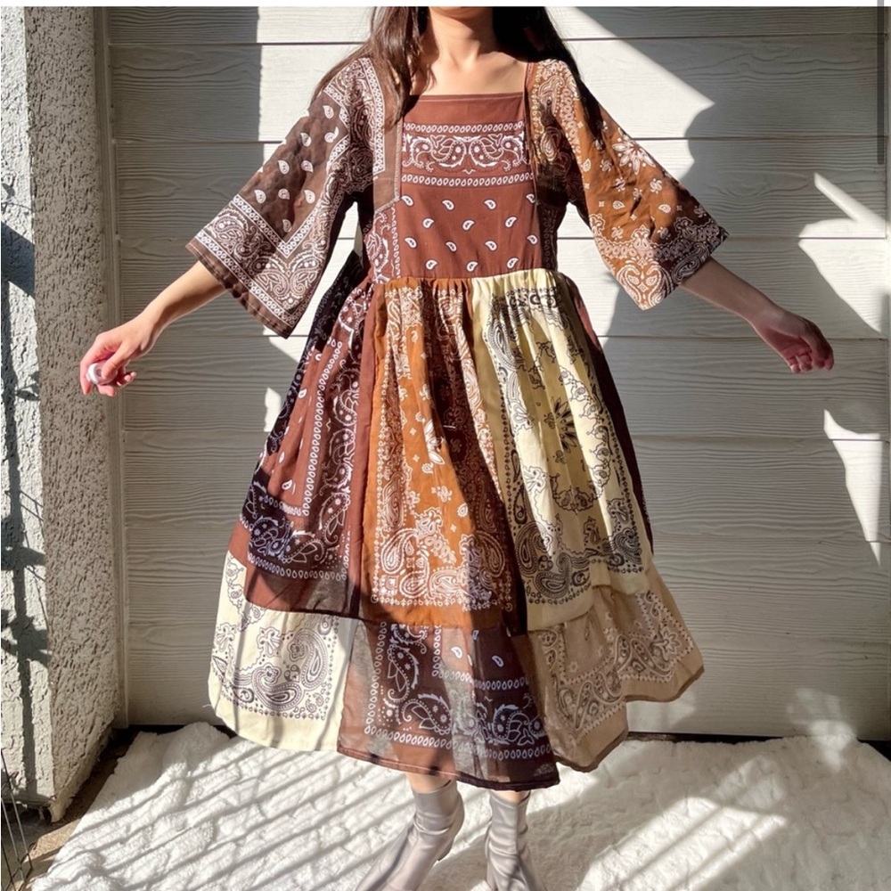 Handmade Earthy Bandana Dress - Picture 7 of 8